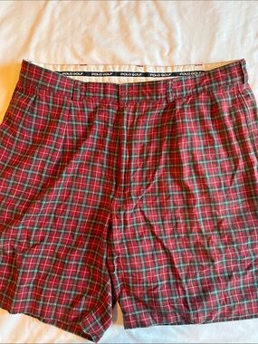 Polo Golf Red Plaid Men’s Flat Front Shorts